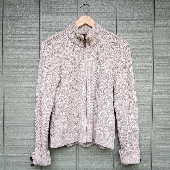 Inis Craft Irish 100% Merino Wool Cable Knit Zip - Picture 1 of 8